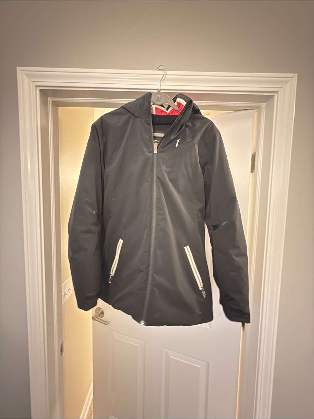 Spyder Black Ski Jacket with White Zipper Accents
